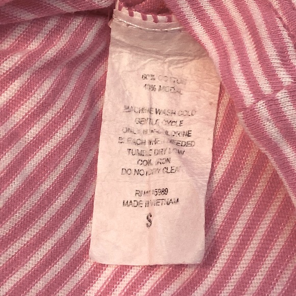 Long sleeve cotton stripe ruffle Henley scoop neck T-shirt Barbie Barbiecore - Picture 8 of 15